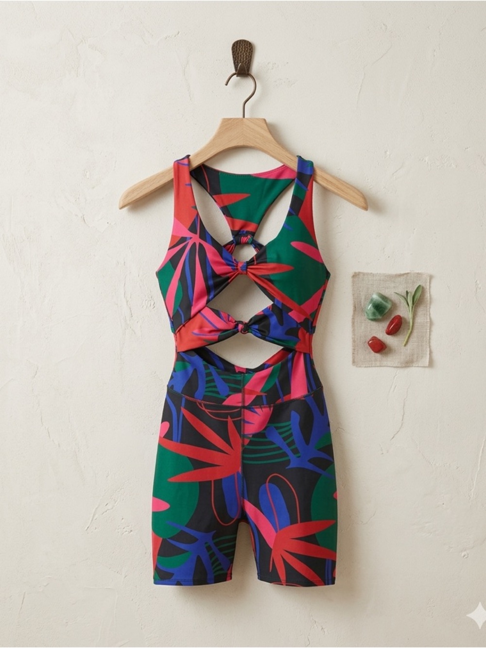 PatBO Rio Tarsila Leaf Print Cutout Romper XS NWT